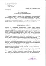 Obwieszczenie o wydaniu decyzji w sprawie odszkodowania