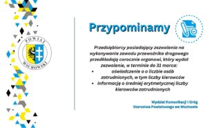 “Przypomnienie dla przewoźników: obowiązek złożenia dokumentów do 31 marca”