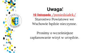 10 listopada 2025 r. Starostwo Powiatowe będzie nieczynne