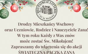 I Liceum Ogólnokształcące we Wschowie rozpoczęło akcję „Świąteczna Paczka Zana 2025”