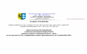 Informacja o ogłoszeniu I przetargu ustnego nieograniczonego na najem na dzierżawę nieruchomości stanowiącej własność Skarbu Państwa