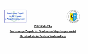 Informacja dla mieszkańców Powiatu Wschowskiego – dyżur pracownika Powiatowego Zespołu ds. Orzekania o Niepełnosprawności w Nowej Soli