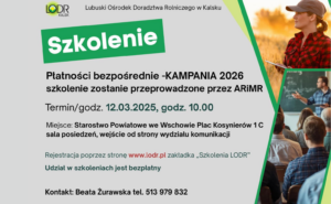 Szkolenie dla rolników dotyczące płatności bezpośrednich – Kampania 2026