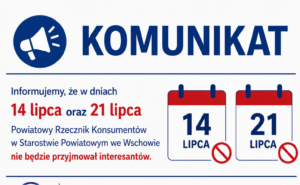 Biuro Powiatowego Rzecznika Praw Konsumentów nieczynne