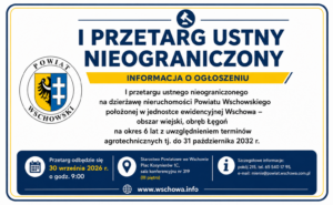 I przetarg ustny nieograniczony na dzierżawę nieruchomości Powiatu Wschowskiego w miejscowości Łęgoń