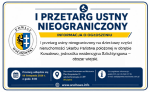 Ogłoszenie o przetargu na dzierżawę nieruchomości Skarbu Państwa w obrębie Kowalewo