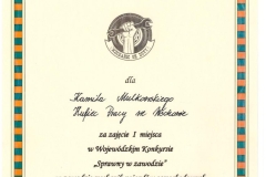 Dyplom dla Kamila Mulkowskiego