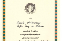 Dyplom dla Kamila Mulkowskiego