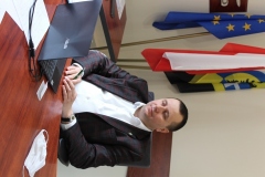 Starosta Wschowski Andrzej Bielawski podczas wideokonferencji w sprawie nowych punktów szczepień