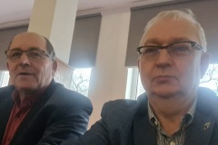 Przewodniczący Zarządu Powiatowej Spółki Wodnej Tadeusz Skrzyczyński z Wicestarostą Wschowskim Waldemarem Starostą