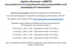 Informacja o terminach szkoleń w kwietniu 2022 roku.